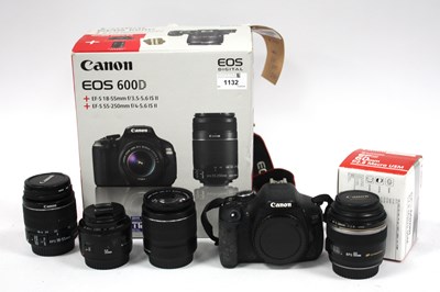 Lot 1132 - Canon EOS 600D DSLR Camera Body boxed together...