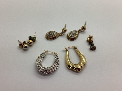 Lot 75 - A Pair of 9ct Gold Drop Earrings, illusion set;...
