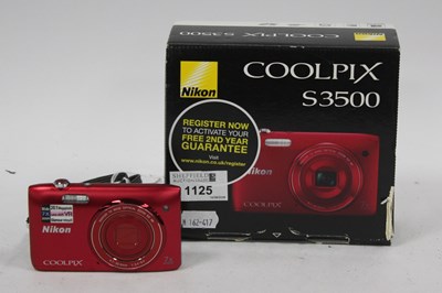 Lot 1125 - Nikon Coolpix S3500 Digital Compact Camera,...
