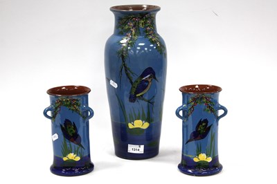 Lot 1314 - Longpark Torquay Slip Ware Pottery Vase,...