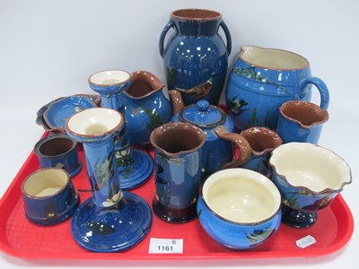 Lot 1287 - Devon Pottery, each featuring Kingfisher on...