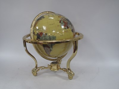 Lot 1462 - Mineral Terrestrial Globe, in brass stand, on...