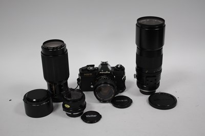 Lot 1052 - Minolta XD7 35mm SLR Film Camera with attached...