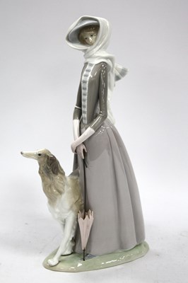 Lot 1316 - Lladro Lady with Greyhound, 38cm high