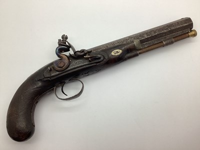 Lot 790 - 19th Century Flintlock pistol with octagonal...