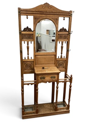 Lot 1527 - Oak Hall Stand, circa 1900, with arched...