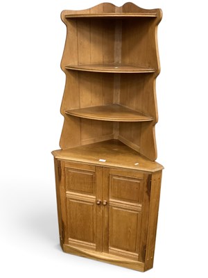 Lot 1540 - Golden Oak Two Sectional Freestanding Corner...