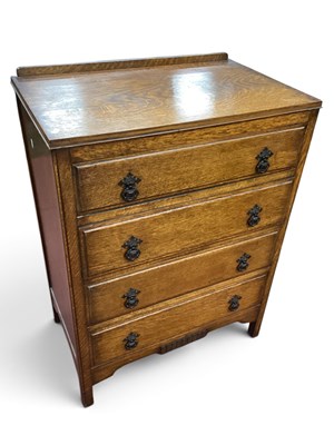 Lot 1592 - Oak Straight Front Chest of Four Drawers,...