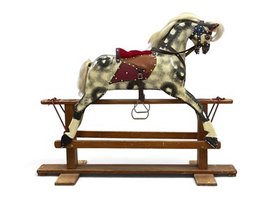 Lot 1572 - Vintage Dapple Painted Wooden Rocking Horse,...