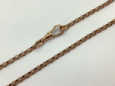Lot 77 - A 9ct Rose Gold Belcher Link Chain, to swivel...