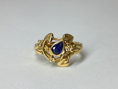 Lot 37 - A Handmade Single Stone Dress Ring, teardrop...