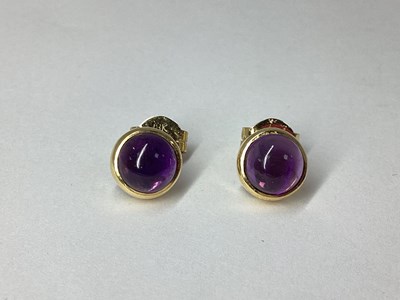 Lot 87 - A Pair of Cabochon Single Stone Earrings,...