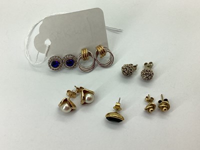 Lot 108 - A Pair of Modern Two Colour Earrings, stamped "...
