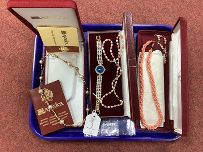 Lot 236 - Majorica Imitation Pearl and Gilt Necklace, to...