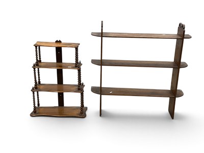Lot 1563 - Oak Wall Shelves circa 1900, with double-loop...