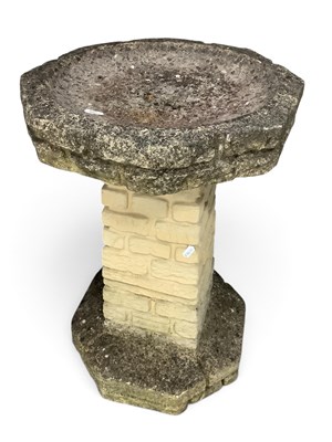 Lot 1541 - Reconstructed Stone Bird Bath with octagonal...