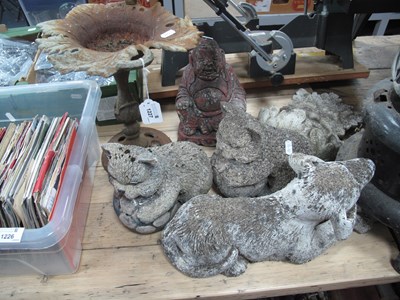 Lot 1227 - Reconstituted Stone Garden Wall Mask Posy,...