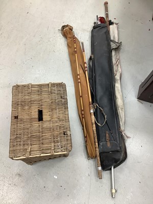 Lot 1452 - Fishing Rods, mahogany and brass reel, keep...