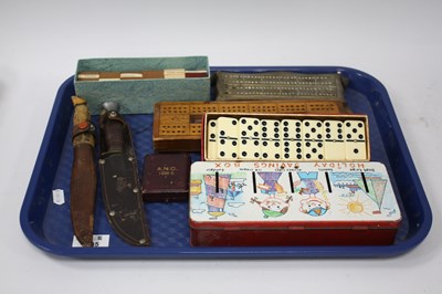 Lot 1385 - Two Crib Boards, wooden napkin rings, dominoes,...