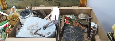Lot 1166 - Candlesticks, tins, galvanised tyrolsan...