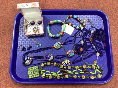 Lot 175 - Millefiori Style 925 Butterfly Pendant, on...