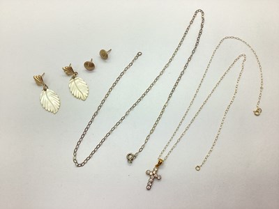 Lot 126 - Shell Leaf Earrings, one post stamped "9ct",...