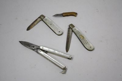 Lot 1353 - Silver Bladed Fruit Knives with...