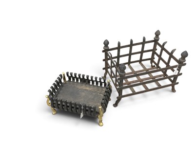 Lot 1568 - Three cast iron fireplace fire baskets,...