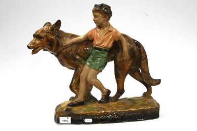 Lot 1315 - 1930s Painted Plaster Figure of Boy and German...