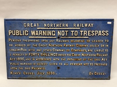 Lot 351 - Railwayana; A Great Northern Railway Cast Iron...