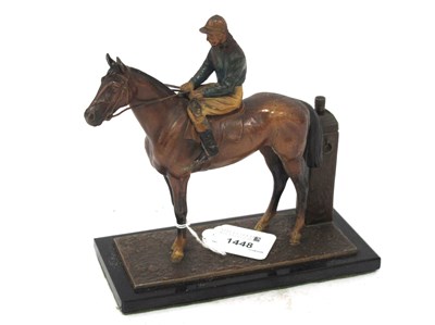 Lot 1448 - Cold Painted Spelter Racehorse and Jockey...