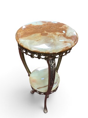Lot 1520 - Gilt Metal Jardiniere Stand with onyx top and...