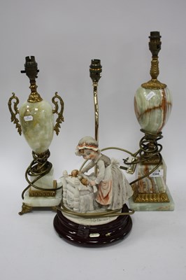 Lot 1395 - Onyx Table Lamps and Italian Armani Resin Lamp...
