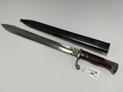 Lot 481 - WWI German 1898/05 Sawback Butcher Bayonet,...