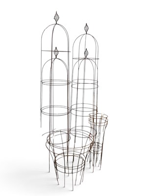 Lot 1534 - A Pair of Metal Garden Obelisk Plant Supports,...