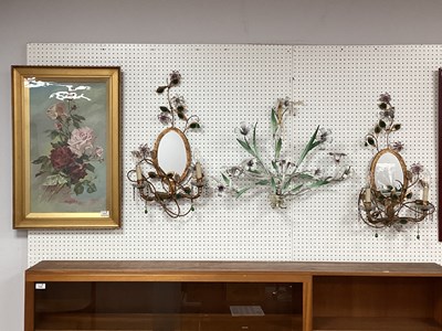 Lot 1513 - A Pair of Gilt Metal and Glass Wall Lights...