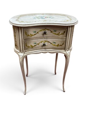Lot 1557 - XX Century White Painted Kidney Shaped Bedside...