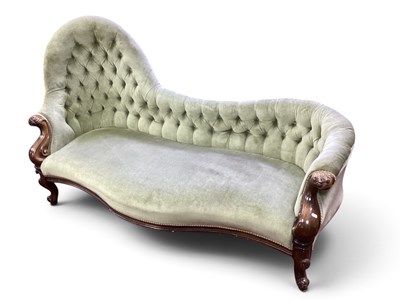Lot 1597 - XIX Century Upholstered Chaise Longue with...
