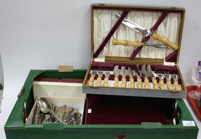 Lot 1323 - Collection of cutlery, including wooden cased...