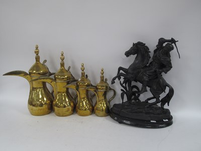 Lot 1458 - XIX Century Spelter Figure Group of a Warrior...