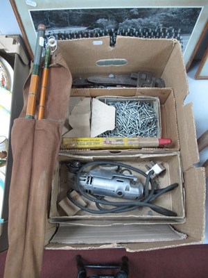 Lot 1162 - Vintage hand tools and fishing equipment,...