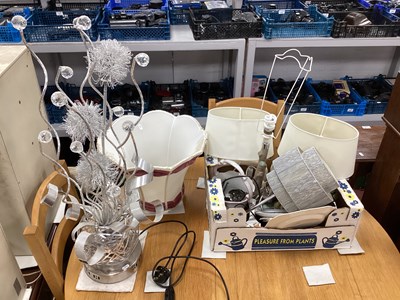 Lot 1551 - Table Lamp, Nao figurine, plates, vase, etc.