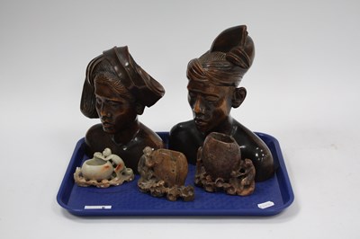Lot 1336 - Oriental, A Pair of Carved Hardwood Figural...