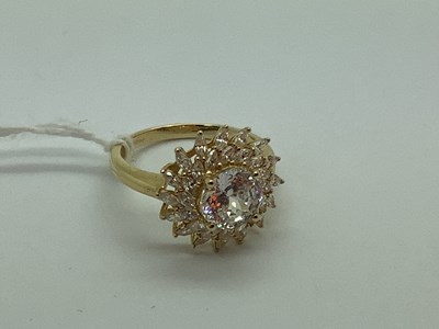 Lot 49 - QVC; A 14ct Gold Sunburst Style Ring, the...
