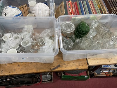 Lot 1224 - Two boxes of various glassware to include shot...
