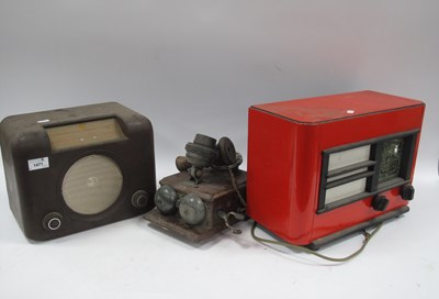 Lot 1471 - Bush and Red Painted Radio, wall telephone,...