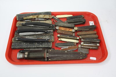 Lot 1384 - Rodgers Hunting Knife in Sheath, six cut...