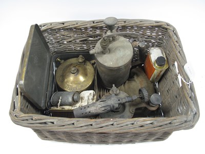 Lot 1474 - Primus Stove, two brass blow lamps, etc, in a...