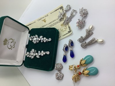 Lot 166 - TOVA Diamonique DQCZ Clip on Earrings,...