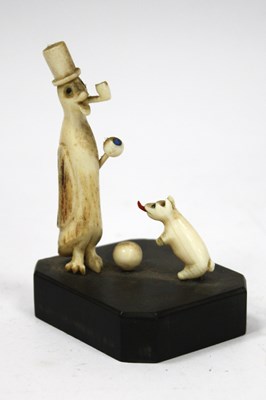 Lot 1354 - Novelty Bone Figure Group of Top Hatted Duck,...